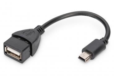 USB mini-B - USB-A adapter/converter, OTG, 0.2m 