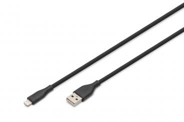 Lightning silicone connection cable, USB-A - Lightning 2m, black 