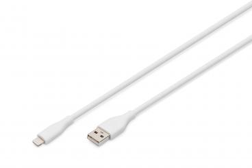 Lightning silicone connection cable, USB-A - Lightning 2m, white 