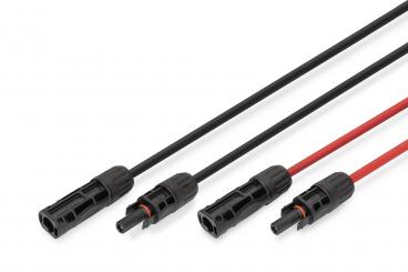 Solar cable extension 5 m, 6 mm², MC4 connection, PV cable 1500 V DC, UV-resistant & weatherproof, 2 cables, 1x black, 1x red 