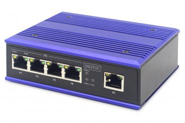 4 port Fast Ethernet network PoE switch, industrial, unmanaged, 1 RJ45 uplink 