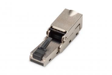 CAT 6A field connector, angled, STP with dust cap, bend protection 
