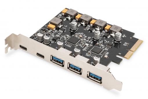 PCIe card 2x USB-C + 3x USB A 
